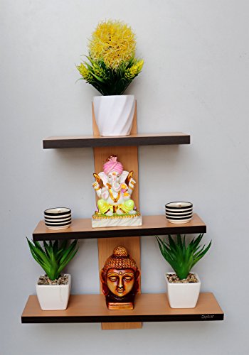 Image of Captiver Batten Engineered Wood Wall Mounted Home Decorative Shelf Racks Stands (Beech) Home Living Room Kitchen Office Multipurpose Display Bookshelf Bookshelves Bookends