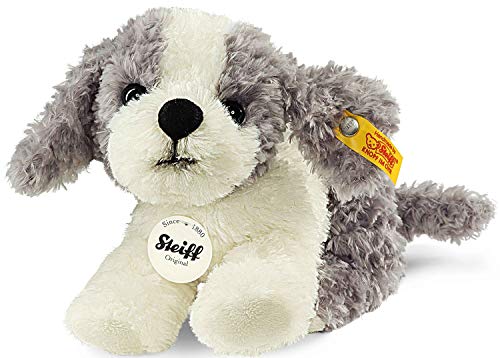 Steiff Tommy Hündchen - 17 cm - Kuscheltier für Kinder - kuschelig & waschbar - grau/weiß (083532)