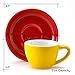 Espresso Cups and Saucers by Easy Living Goods - 3-Ounce Demitasse for Coffee, Set of 4, Assorted Colors (Vibrant)