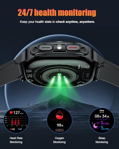 Smartwatch Herren, 1.45" AMOLED Smart Watch Herren mit Anrufe tätigen/Empfangen, 115+Sportmodi Fitnessuhr mit Herzfrequenz/Schrittzähler/Schlafmonitor, IP68 Wasserdicht Sportuhr, Geschenk für Ihn – Bild 6