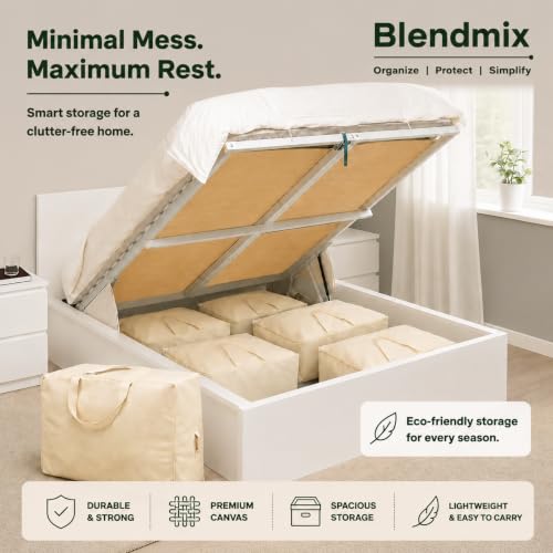 Image of Dustproof PVC Clothes Storage Bags | Foldable Saree & Suit Organizer with Zip | Transparent Wardrobe Organiser for Garments, Blankets, Sweaters (Canvas XXXL)