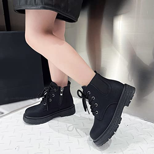 Fashionable Autumn Winter Girls' Boots Flat Bottom Non Slip Side Zipper Warm Comfortable Solid Girls Snow Boots Size 64