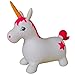 AppleRound Unicorn Bouncer with Hand Pump, Inflatable Space Hopper, Ride-on Bouncy Animal (White)