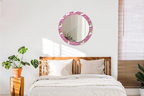 Miroir rond fi70 Licorne Magique avec cadre en verre imprimé pour une déco murale originale