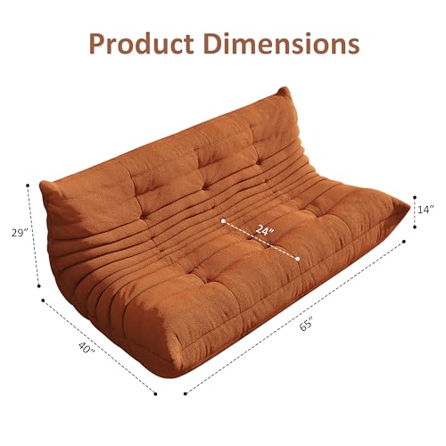 Image of Giant Bean Bag Chair, Oversized Cloud Soft Memory Foam Bean Bag Sofa, Vacuum Compressed No Assembly Comfortable Lounge Couch for Living Room Family Rest Leisure Use (Orange, 3-Seater)