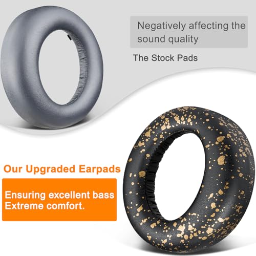 Image of SOULWIT Earpads Cushions Replacement for Sony PlayStation 5 Pulse PS5 3D Wireless Headset, Ear Pads Cushions with Soft Protein Leather, Noise Isolation Foam - PL Black Gold