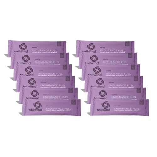 Tailwind Nutrition Endurance Fuel Sports Drink Powder Single Serving with Electrolytes Non-GMO Free of Soy Dairy and Gluten Vegan-Friendly Grape Pack of 12