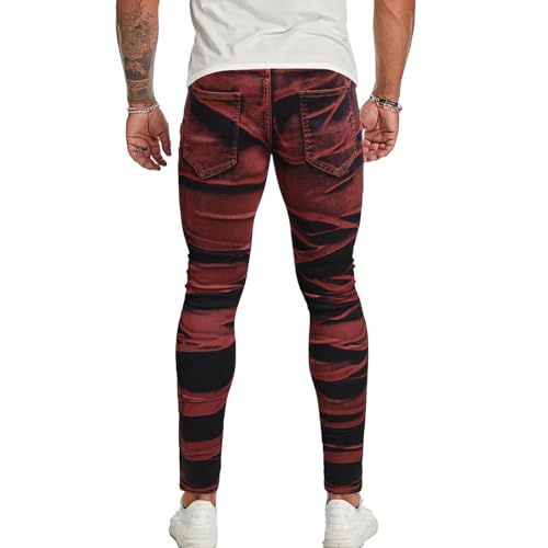 Mens Skinny Jeans Slim Fit High Stretch Jeans Pants Fashionable Colorful Printed Tapered Denim Pants for Men3