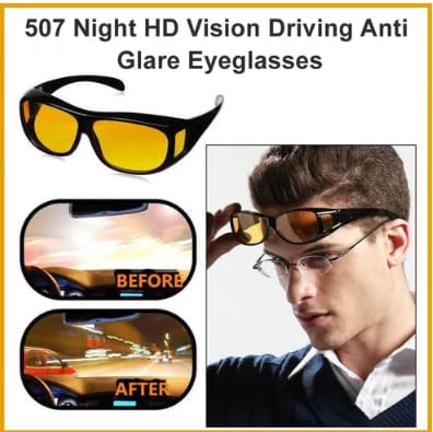 2 Pack HD Day & Night Driving Glasses | Unisex UV400 Sunglasses Fit Over Prescription Glasses | Anti-Glare Yellow Lenses with Side Protection | Lightweight, Durable Frame4