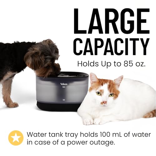 Veken-Cat-Water-Fountain-with-Detachable-Tank-Easy-to-Clean-Assemble-84oz25L-Automatic-Pet-Drinking-Dispenser-with-Quiet-Operation-Appealing-to-Cats-Small-Pets-and-Dog-Black Veken Cat Water Fountain with Detachable Tank Easy to Clean Assemble 84oz25L Automatic Pet Drinking Dispenser with Quiet Operation Appealing to Cats Small Pets and Dog Black
