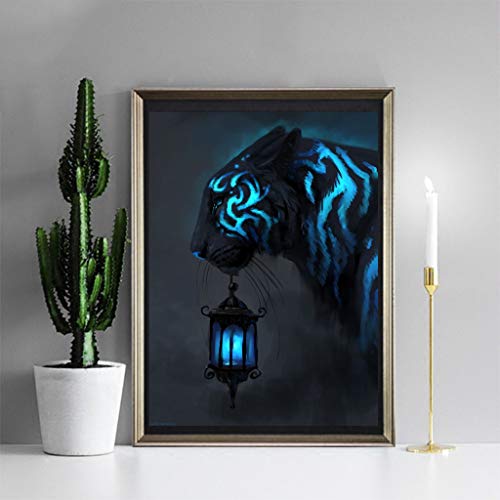 Volledige Boor Diamond Painting Schilderij Kits, DIY Diamant Schilderen Kits voor Volwassenen Tijger met Lantaarn… - Image 5