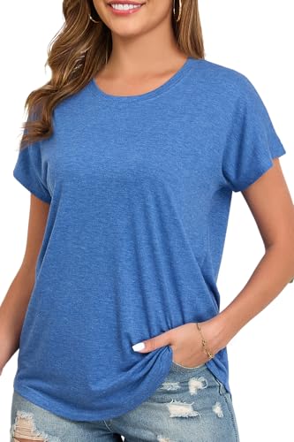 Womens Summer Short Sleeve Tops High Low Loose Casual Basic T-Shirt