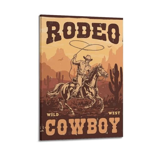 Rodeo Wild West Cowboy Poster Toile Vintage Salon Chambre Cadre 30x45