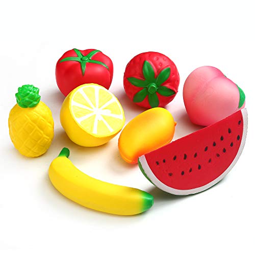 KINGYAO 8pcs Slow Rising Jumbo Fruit squishies Toy Squishy Toys Kawaii Easter Basket Stuffers squishies ,Slow Rise Squeeze Soft Toy Stress Relief Toys hop Props Sensory Toy Party Favors for Kids