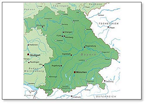 Bundesland Bayern Landkarte - Imán para nevera (en verde)