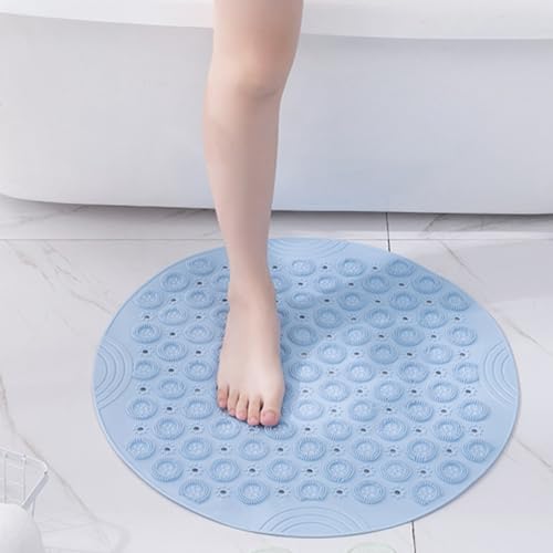 Tapis de douche rond antidérapant avec ventouses et boucle de massage confort - 3