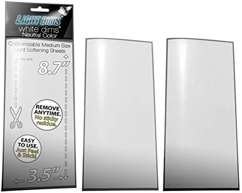LightDims White Dims Dimming/Softening Sheets for Harsh LED Lights Medium Size (3 Sheets) Neutral Color Retail Packaging