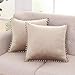 Deconovo Lot de 2 Housse de Coussin 55x55cm en Velours Taie d'oreiller Désign Moderne Housse de Coussin Taupe Clair
