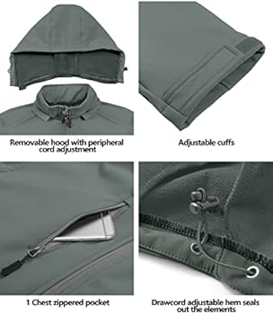 Little Donkey Andy Softshelljas voor dames, waterdicht, ademend, fleece, warme overgangsjas, outdoorjas met afneembare capuchon, zwart, XL