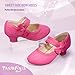 PANDANINJIA Girls Dress Shoes Kids Toddler Heels Mary Jane Pumps Flower Girl Wedding Party Princess Back to School Shoes(Fuchsia Suede 4 M US Big Kid)