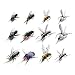 YZD Realistic Fly Fishing Flies Set Dry Fly Mosquitos Set of 12 Flies Handmade Rainbow Trout Fishing Lure kit Flyfishing