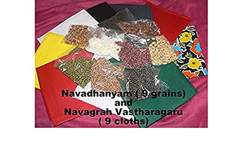 HEENA HOME DECORHEENA HOME DECOR NAVADHANYA AND NAVAGRAGHA VASTHRAM Set / 9 GRAINS AND VASTHRA SET