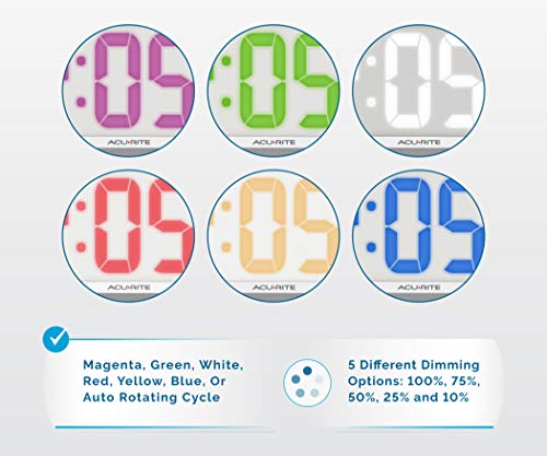 Horloge murale multicolore LED numérique grand format avec date et support - 3
