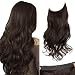 SARLA Short 14" Dark Brown Halo Hair Extension Secret Wire Hidden Hair Wavy 4.3oz Synthetic Wavy Curly Natural Hairpieces Hair Piece (M04, 6# Dark Brown)