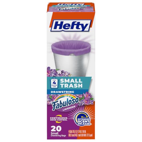 Hefty 4 Gallon Small Trash Bags, Purple, Fabuloso Lavender Scent, 20ct - image 1