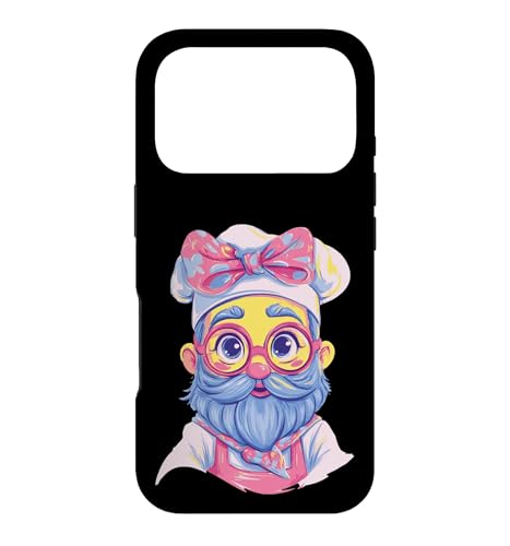 Blue Chef Kawaii Bakery �|�[�g���[�g �O���t�B�b�N �L�����N�^�[ �s���N �X�}�z�P�[�X iPhone 17 Pro �p