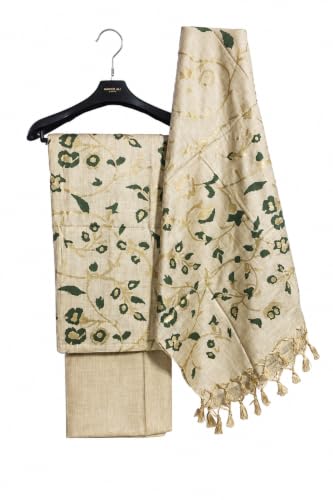 Image of HAIDER ALI Handloom Cotton Silk Screen Print Unstitched Suit Set for Women with Dupatta | Salwar Suit Dress Material for Women & Girls 01