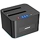 FIDECO Festplatten Dockingstation, USB3.0 SATA HDD Dockingstation für 2,5 und 3,5 Zoll SATA HDD / SSD, Dualschacht, Unterstützt Offline-Klonen und UASP