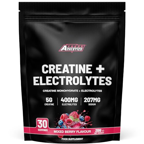 Freak Athletics Creatine Monohydrate Powder + Electrolytes Powder - Mixed Berry | 210g | 30 Servings | Creatine & Electrolytes Blend for Strength Hydration Performance Pre & Post Workout