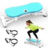 KINMAC Indoor Ski Simulator with Resistance Bands - Balance Board Home Gym Sliding Machine for Full-Body Cardio, Non-Slip Base, Core & Leg Workout Trainer-Blue