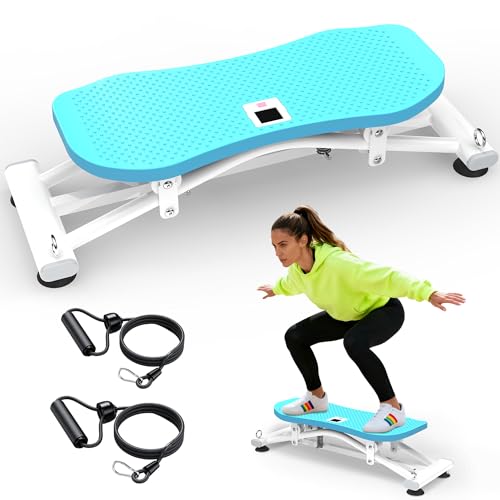 Image of KINMAC 2-in-1 Rocking Stepper with Resistance Bands, Portable Balance Board for Exercise at Home, Quiet Mini Stair Stepper with LCD Monitor, Ski Trainer for Workout Home Gym