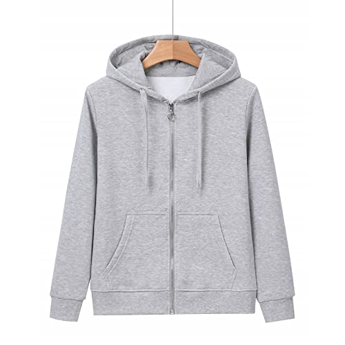 LiKing Mujer Sudadera de Cremallera Completa Algodón Manga Larga para otoño e Invierno L Gris Cover