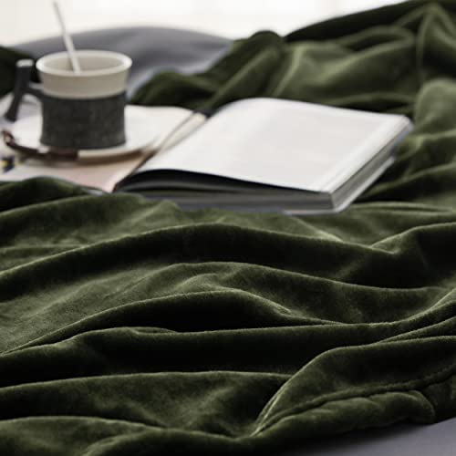 Image of Bedsure Fleece Blanket Queen Blanket Olive Green - Bed Blanket Soft Lightweight Plush Fuzzy Cozy Luxury Microfiber, 90x90 inches