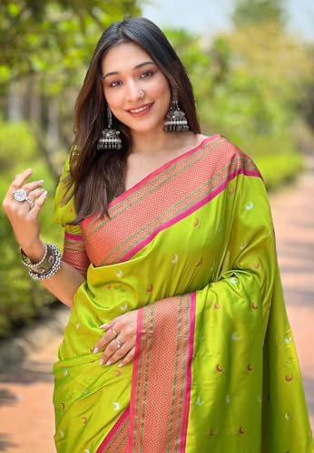 Image of SGF11 Women's Kanjivaram Paithani Soft Silk Saree With Unstitched Blouse Piece
