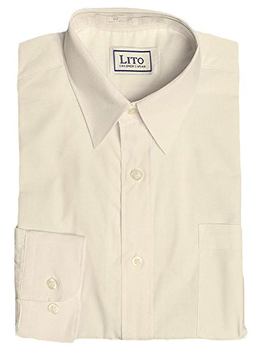 Boys White or Ivory Long Sleeve Wrinkle Resistant Dress Shirt