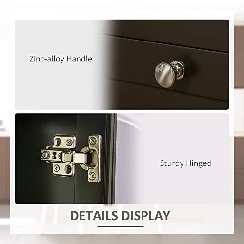 Homcom 47" Sideboard, Buffet Cabinet With Rubber Wood Top, Glass Door, Coffee Bar Cabinet, Kitchen Cabinet With Drawers, Adjustable Shelving For Living Room, Brown #TOP5