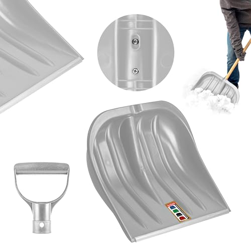 KADAX Pelle à neige de 49 cm de large, pelle à neige sans manche, pelle à neige, pelle à neige en plastique, pelle à neige (1, argent avec bord en aluminium)