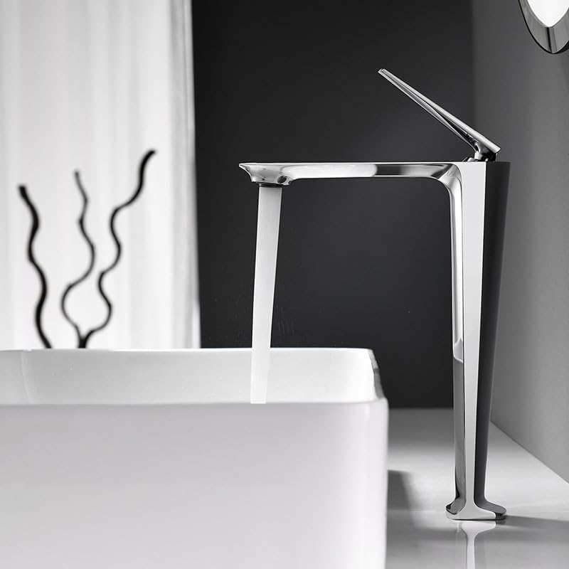 Robinet de lavabo monotrou A105 mitigeur eau chaude et froide en finition chrome miroir haute durabilité