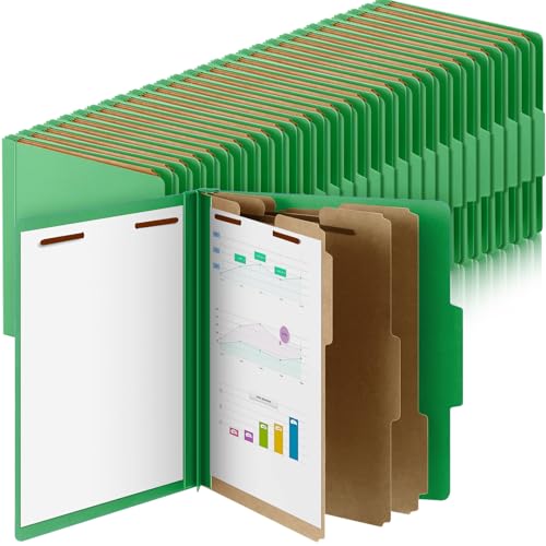 Skyygemm 72 Pcs Classification Folders Letter Size, 3 Divider Pressboard File Folder with Fasteners, Expanding File Organizer Bulk for Documents, Projects, Reports, School Teacher, Office (Green) by Skyygemm - Used condition - US$130.67