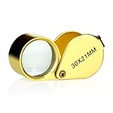 iKKEGOL 30 X 21mm Glass Jeweler Loupe Loop Eye Magnifier Magnifying Magnifier Metal Body Golden