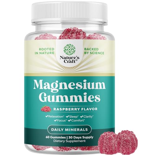 Natures Craft Potent Chewable Magnesium Citrate Gummies - Calming Magnesium Gummies for Women and Men for Sleep Support Restless Legs Cramps and Muscle Health - Tasty Non GMO Vegan Gummy Vitamin