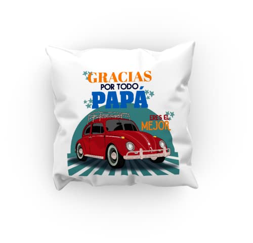 ErenBros Coussin cadeau pour les parents 40 x 40 cm Toucher coton avec rembourrage - Coin de la fête des pères - Cadeau original pour la fête des pères - Cadeau de pape (Beetle) Cover