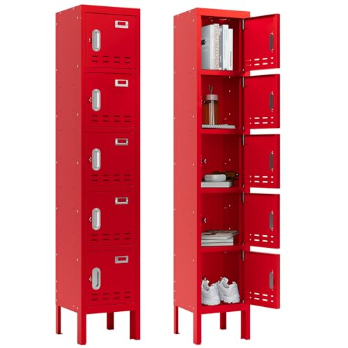 Image of BUTISOW Metal Lockers - 66 inch Height Steel Lockers for Employees with 5 Door Storage Locker with Card Slot for Employees Gym School Home Office Garage - Assembly Required