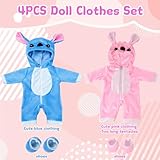 Baby Doll Clothes for 14-18 Inch Baby Doll, Couple Doll Clothes Outfits with 2 Clothes and 2 Socks, Blue Pink Doll Clothes for 35-45 cm New Baby Dolls Girls Birthday - Image 2