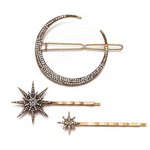 Dnhcll HHC00474 Moon Star Hexagram Crystal Hair Clips Set Women Lady Alloy Barrettes Hairpin Side Clip Hair Accessories Decorative Hair Accessoeies Headpieces cover