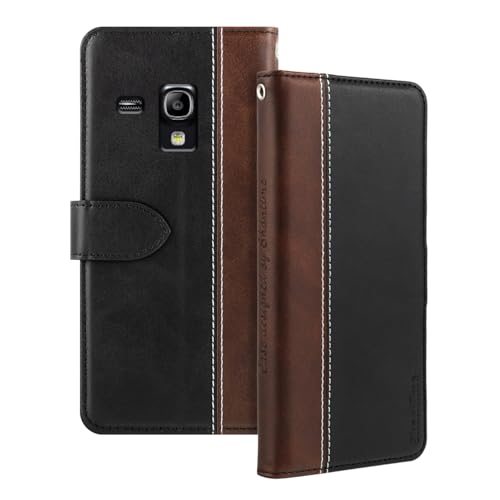 Shantime Leather Flip Case Compatible with Samsung Galaxy S3 Mini i8190 Case with Card Holder RFID Blocking Magnetic Kickstand Slim Fit Business Protective Cover(Black)